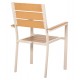 Πολυθρόνα "SAGA" από αλουμινίου/polywood σε σαμπανί/φυσικό χρώμα 55x55x86