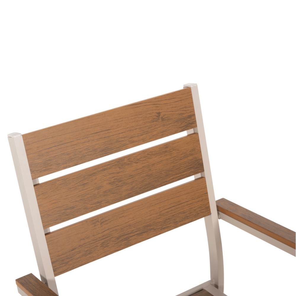 Πολυθρόνα "SAGA" από αλουμινίου/polywood σε σαμπανί/φυσικό χρώμα 55x55x86