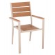 Πολυθρόνα "SAGA" από αλουμινίου/polywood σε σαμπανί/φυσικό χρώμα 55x55x86