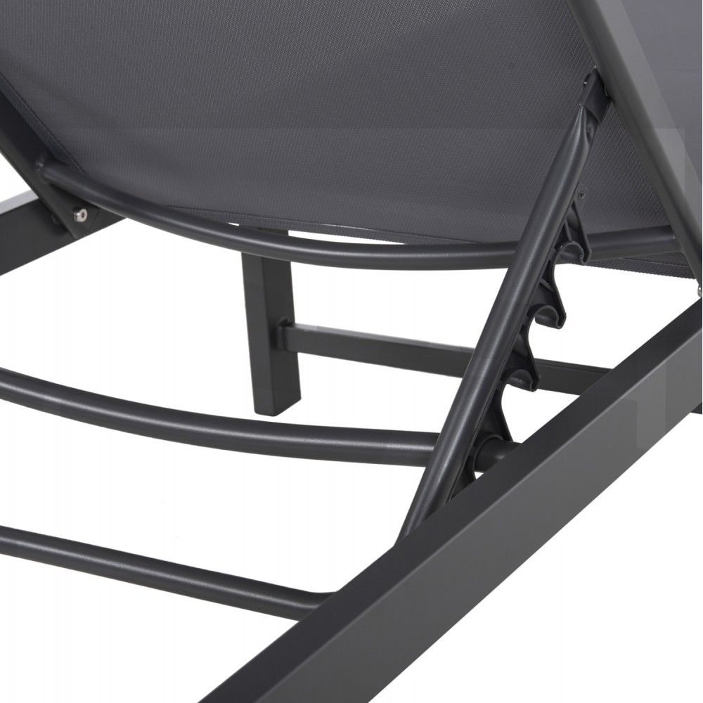 Ξαπλώστρα "THATCHER" από αλουμίνιο/textilene σε ανθρακί χρώμα 196,5x64,5x92