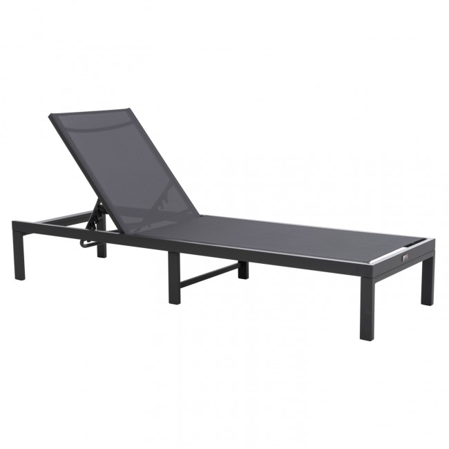 Ξαπλώστρα "THATCHER" από αλουμίνιο/textilene σε ανθρακί χρώμα 196,5x64,5x92