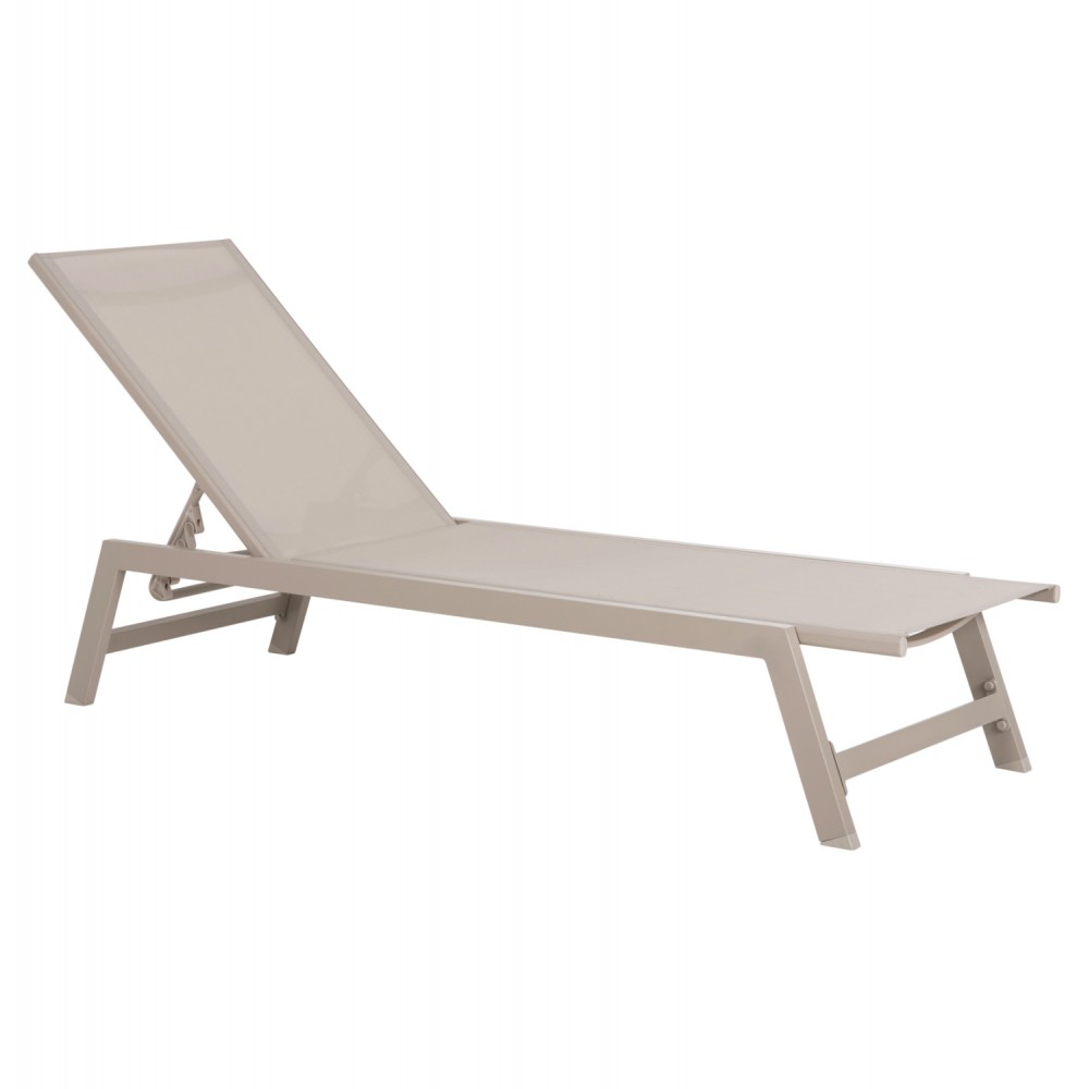 Ξαπλώστρα "RABIA" από αλουμίνιο/textilene σε σαμπανί χρώμα 191,5x55,5x89,5