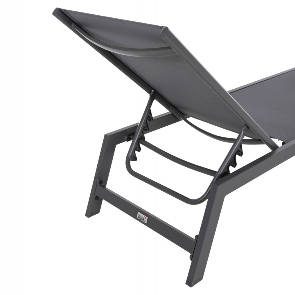 Ξαπλώστρα "RABIA" από αλουμίνιο/textilene σε ανθρακί χρώμα 191,5x55,5x89,5