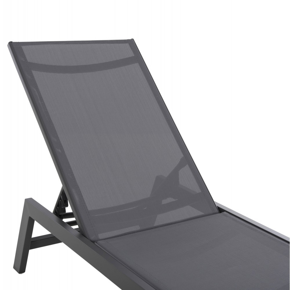 Ξαπλώστρα "RABIA" από αλουμίνιο/textilene σε ανθρακί χρώμα 191,5x55,5x89,5