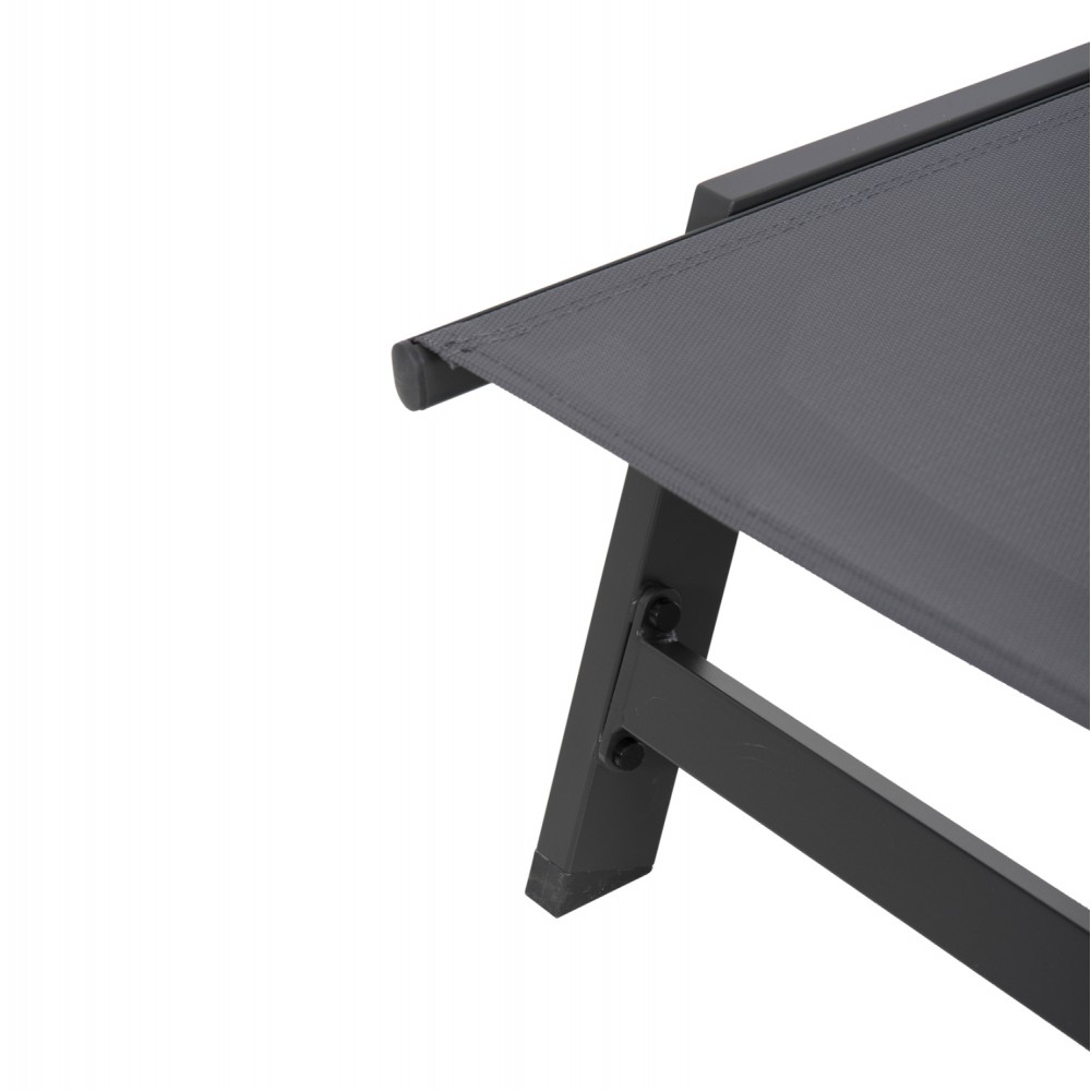 Ξαπλώστρα "RABIA" από αλουμίνιο/textilene σε ανθρακί χρώμα 191,5x55,5x89,5