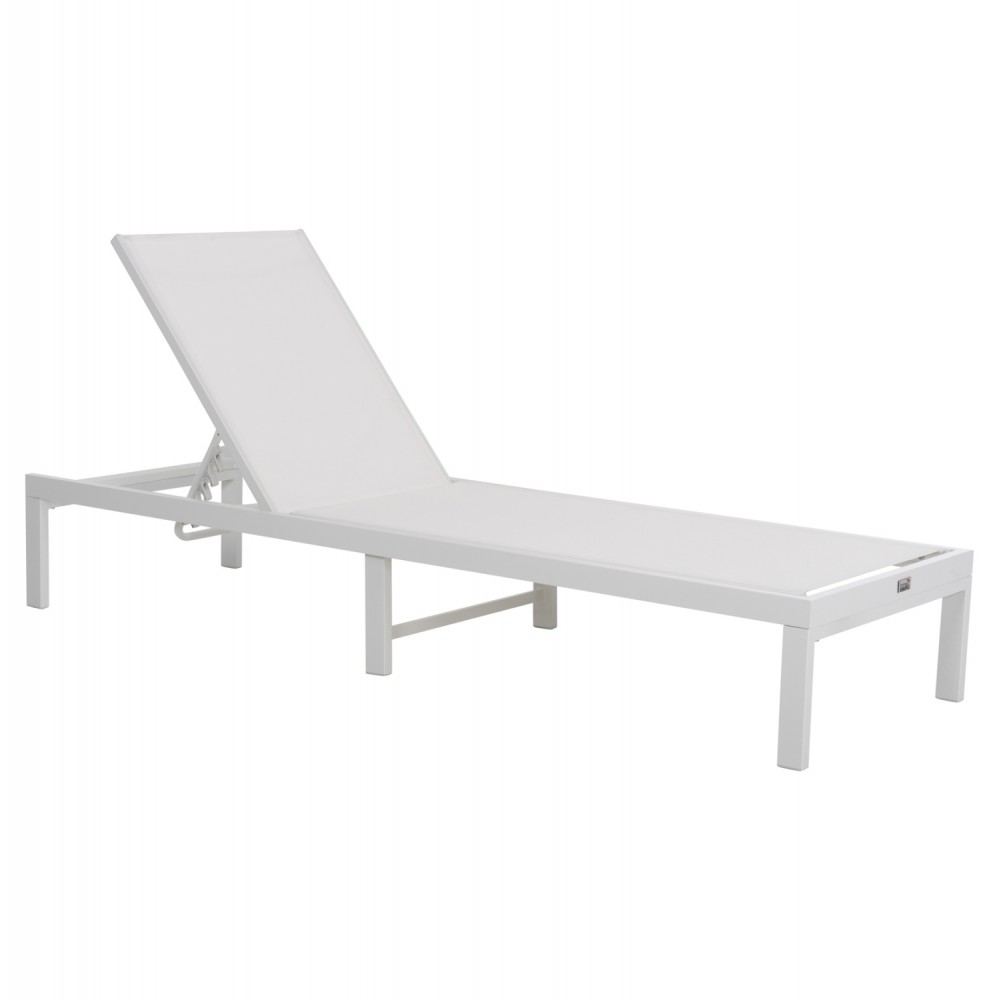 Ξαπλώστρα "THATCHER" από αλουμίνιο/textilene σε λευκό χρώμα 196,5x64,5x92