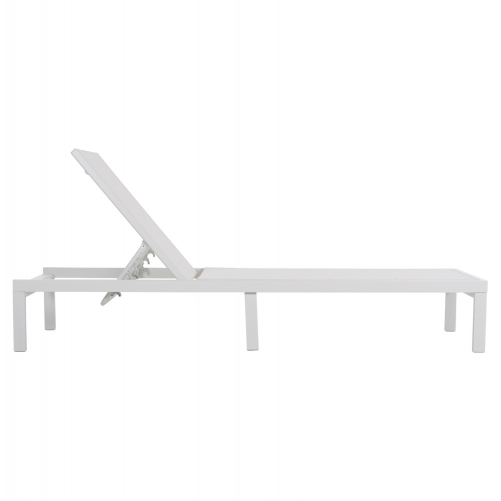 Ξαπλώστρα "THATCHER" από αλουμίνιο/textilene σε λευκό χρώμα 196,5x64,5x92