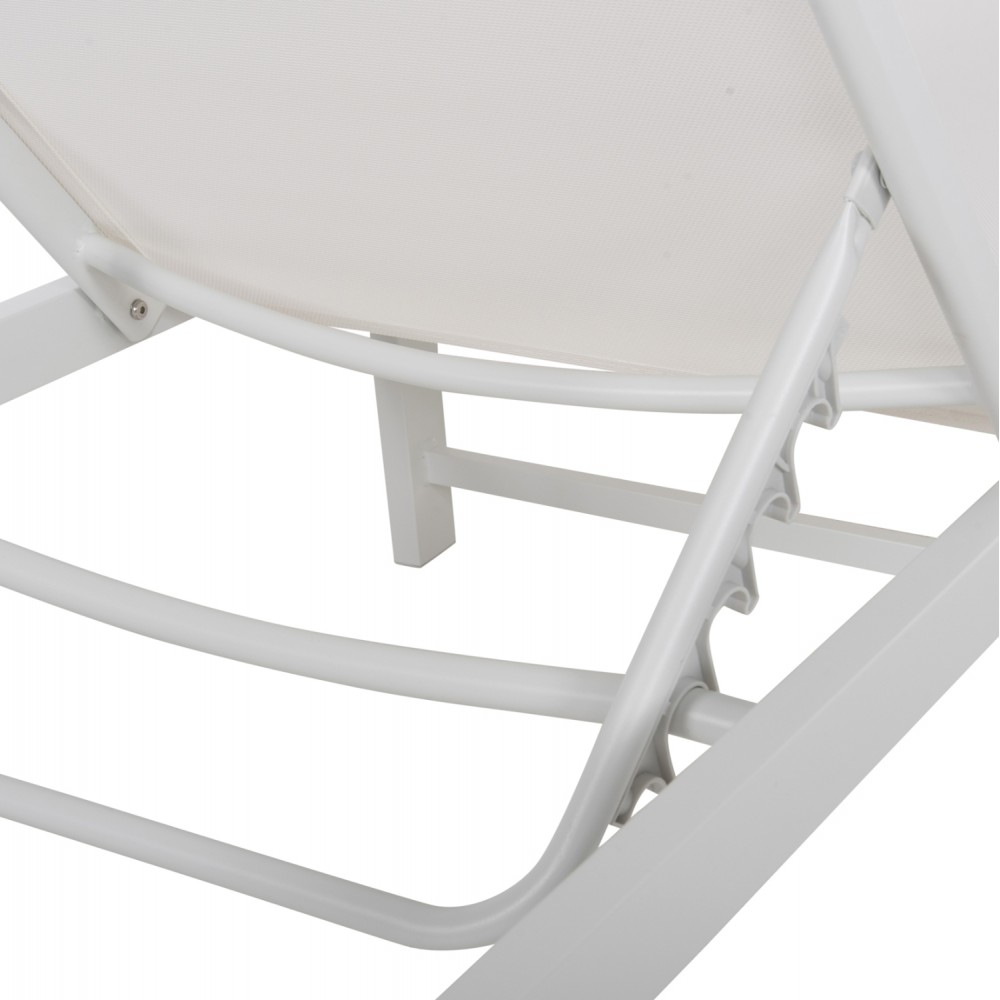 Ξαπλώστρα "THATCHER" από αλουμίνιο/textilene σε λευκό χρώμα 196,5x64,5x92