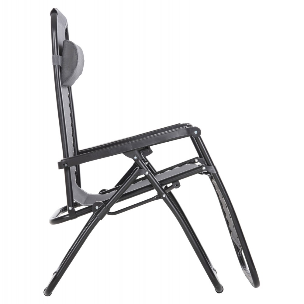 Πολυθρόνα relax πτυσσόμενη"COMPANION" από μέταλλο/textilene σε μαύρο/γκρι χρώμα 67x145x110