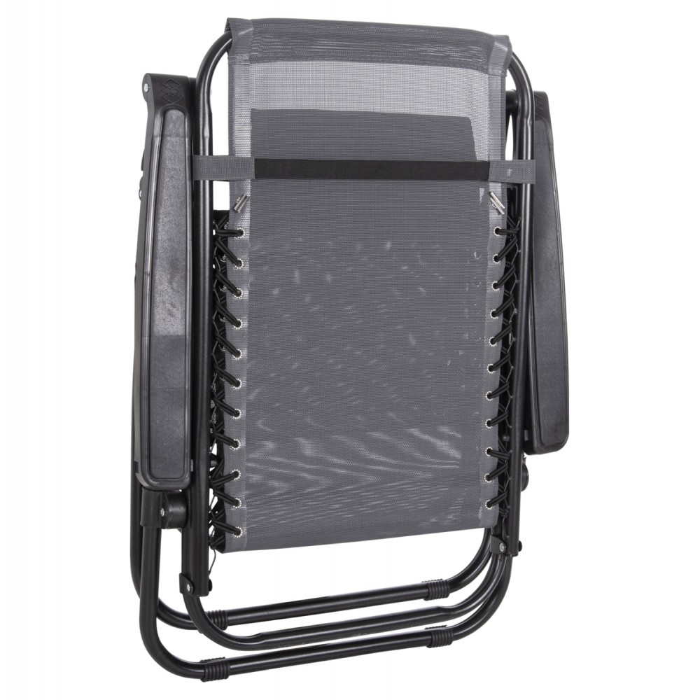 Πολυθρόνα relax πτυσσόμενη"COMPANION" από μέταλλο/textilene σε μαύρο/γκρι χρώμα 67x145x110