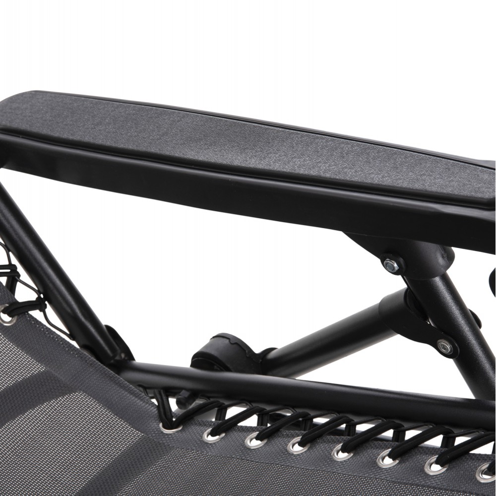 Πολυθρόνα relax πτυσσόμενη"COMPANION" από μέταλλο/textilene σε μαύρο/γκρι χρώμα 67x145x110