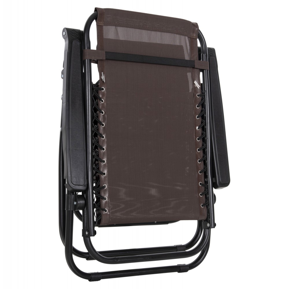 Πολυθρόνα relax πτυσσόμενη"COMPANION" από μέταλλο/textilene σε μαύρο/καφέ χρώμα 67x145x110