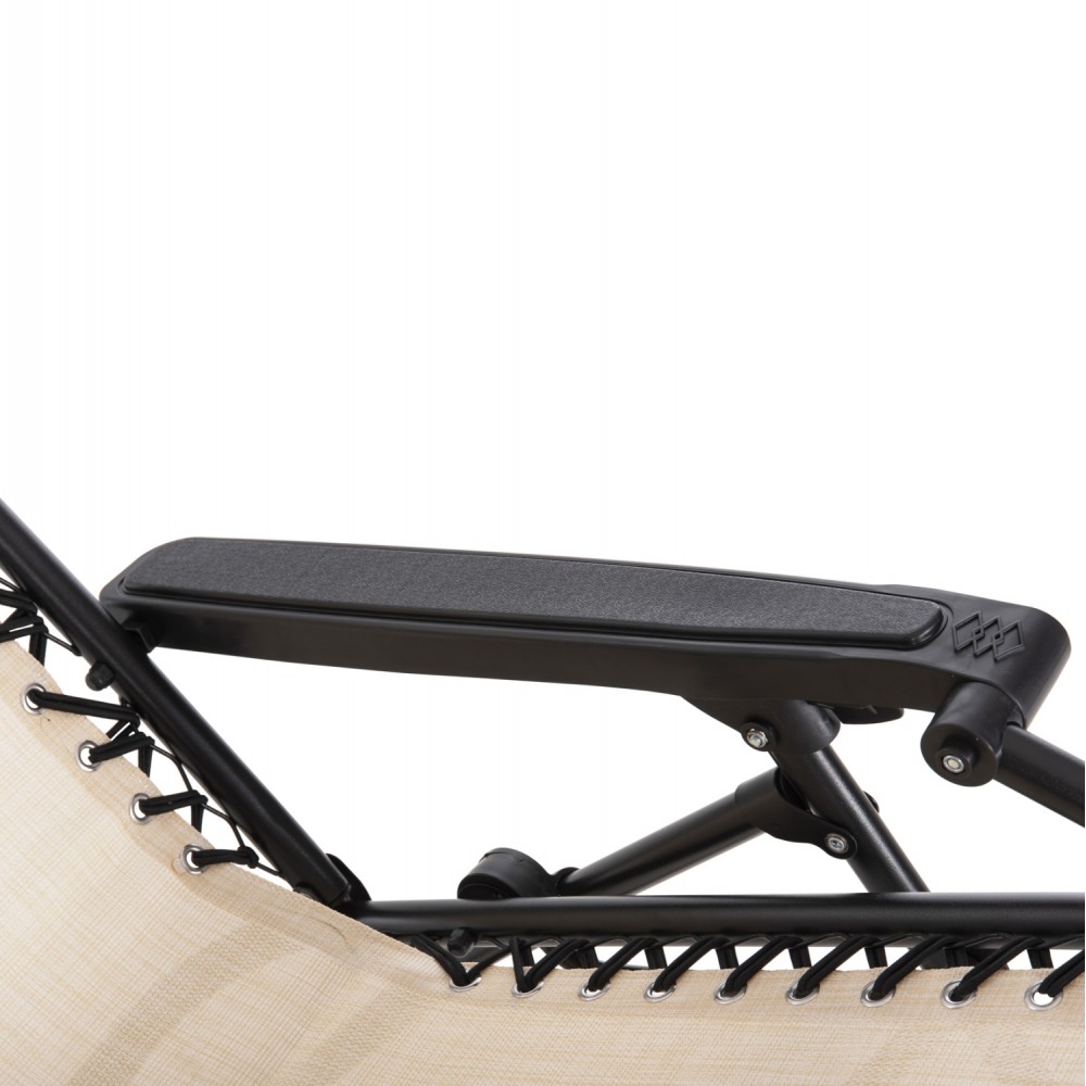 Πολυθρόνα relax πτυσσόμενη"COMPANION" από μέταλλο/textilene σε μαύρο/μπεζ χρώμα 67x145x110