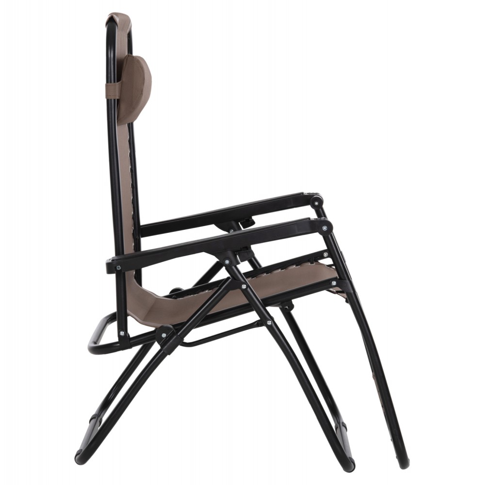 Πολυθρόνα relax πτυσσόμενη"COMPANION" από μέταλλο/textilene σε μαύρο/σαμπανί χρώμα 67x145x110