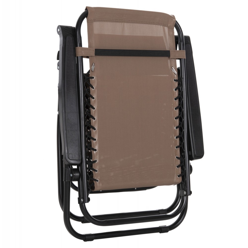 Πολυθρόνα relax πτυσσόμενη"COMPANION" από μέταλλο/textilene σε μαύρο/σαμπανί χρώμα 67x145x110