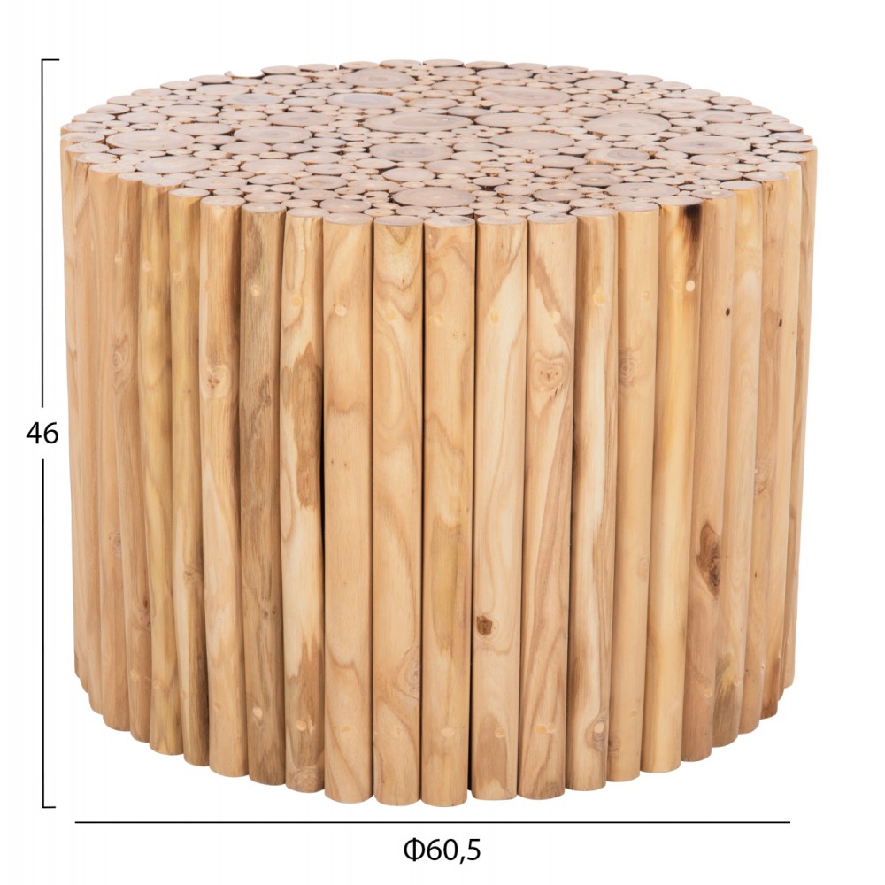 Τραπέζι σαλονιού "COOTER" από ξύλο σε χρώμα φυσικό Φ60,5x46