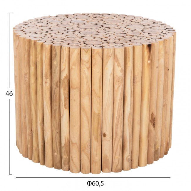 Τραπέζι σαλονιού "COOTER" από ξύλο σε χρώμα φυσικό Φ60,5x46