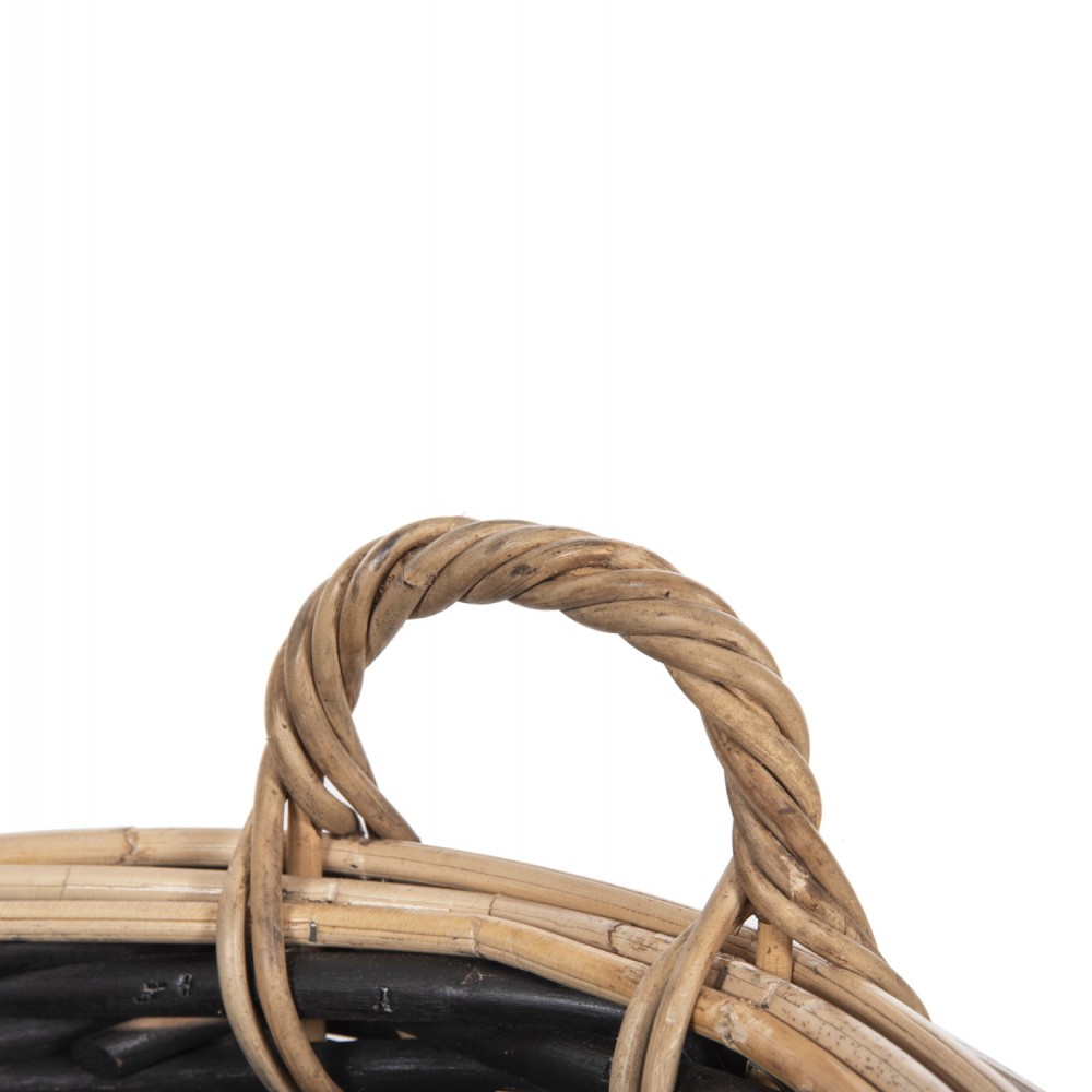Σετ καλάθια 'POTTS" από ρατταν σε χρώμα φυσικό/μαύρο Φ61x50-60