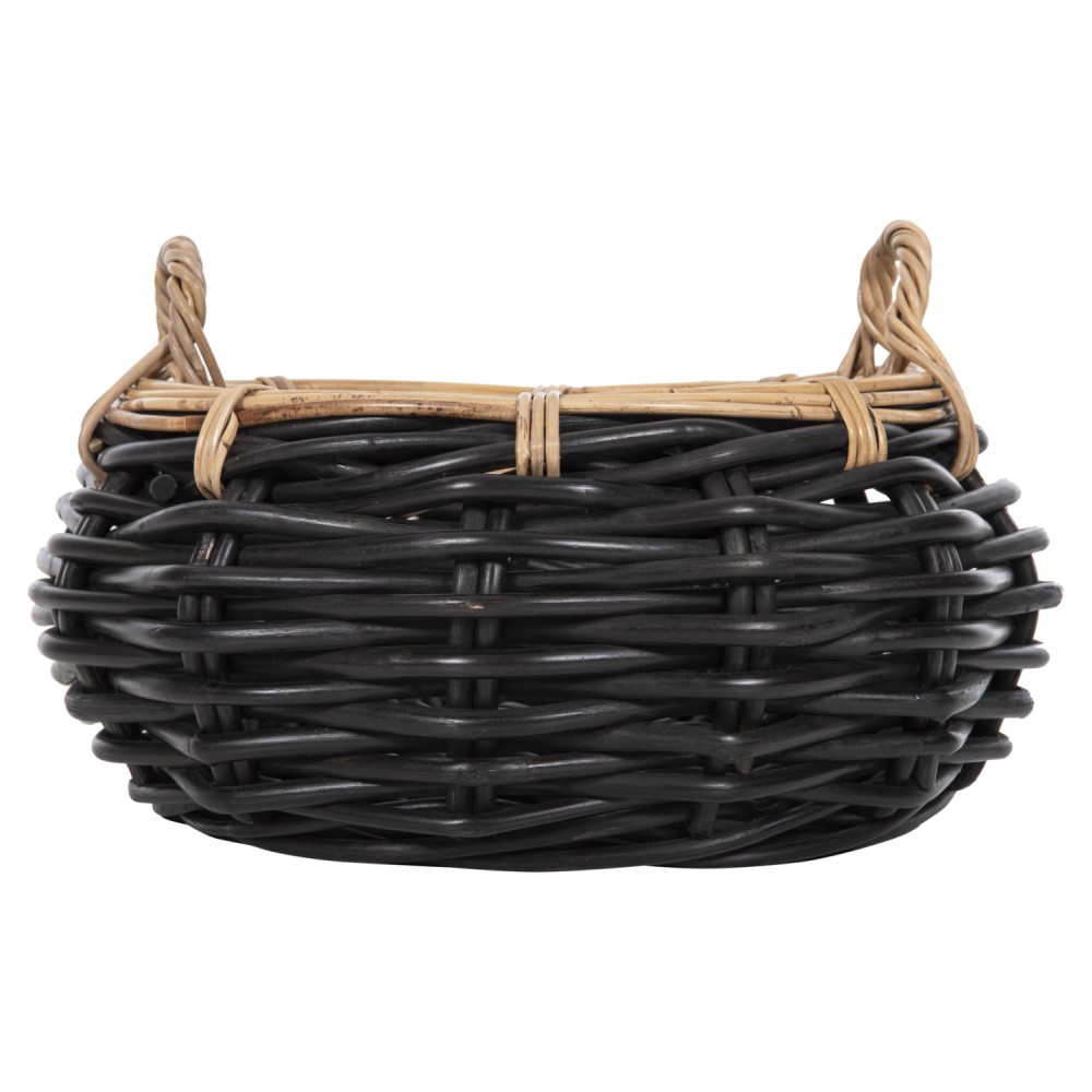 Καλάθι δαπέδου "POTTS" από ρατταν σε χρώμα φυσικό/μαύρο Φ62x28-36