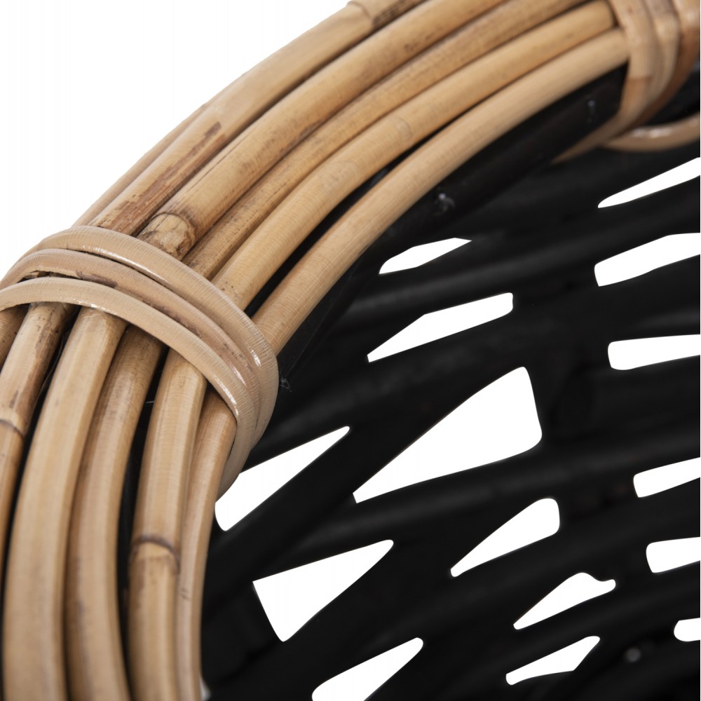 Καλάθι δαπέδου "POTTS" από ρατταν σε χρώμα φυσικό/μαύρο Φ62x28-36