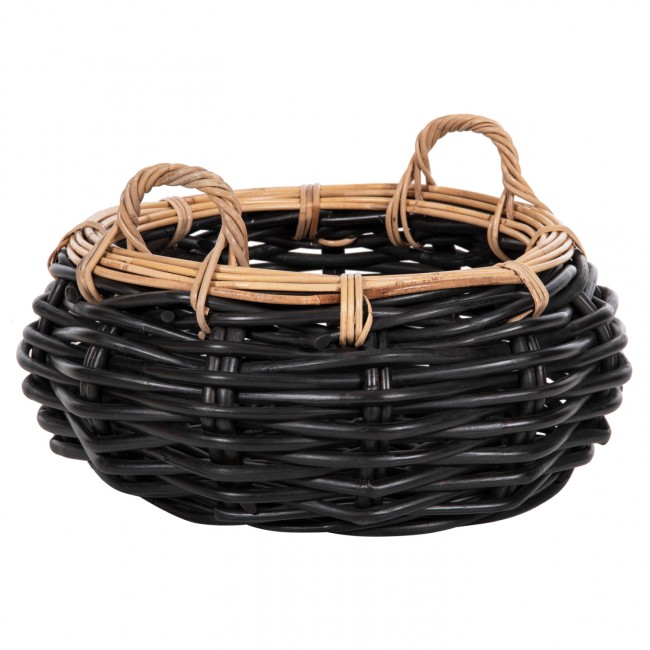 Καλάθι δαπέδου "POTTS" από ρατταν σε χρώμα φυσικό/μαύρο Φ62x28-36