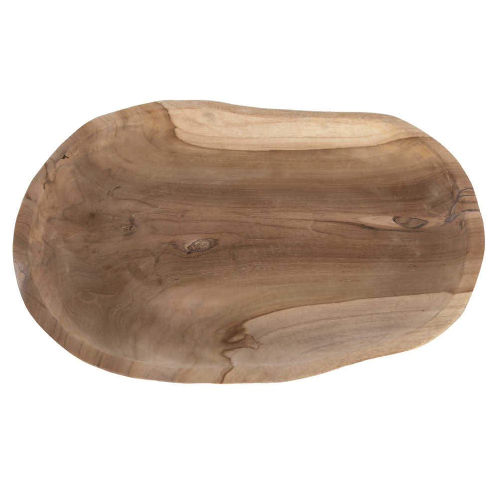 Διακοσμητικός επιτραπέζιος δίσκος από ξύλο σε χρώμα φυσικό 45x35x4