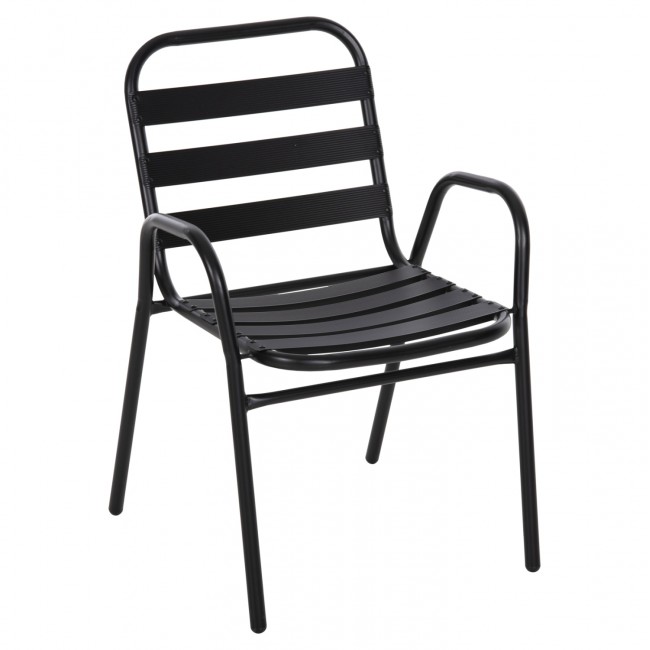 Καρέκλα εξωτερικού χώρου "PRELUDE" από μέταλλο/αλουμίνιο σε μαύρο χρώμα 54x56x79