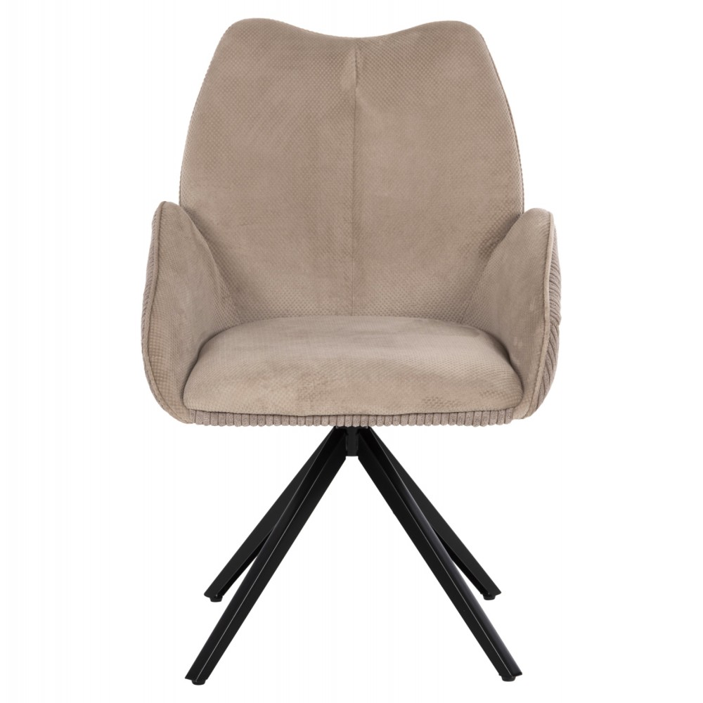 Πολυθρόνα "SHAI" από μέταλλο/ύφασμα σε χρώμα μαύρο/μπεζ 61x63x93