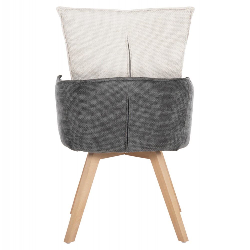 Πολυθρόνα "REX" από ξύλο/ύφασμα σε χρώμα μπεζ/γκρι 53x60x93