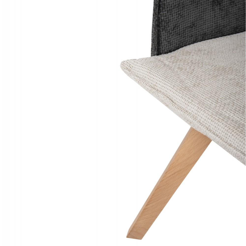 Πολυθρόνα "REX" από ξύλο/ύφασμα σε χρώμα μπεζ/γκρι 53x60x93