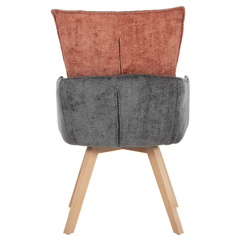 Πολυθρόνα "REX" από ξύλο/ύφασμα σε χρώμα κεραμιδί/γκρι 53x60x93