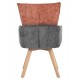 Πολυθρόνα "REX" από ξύλο/ύφασμα σε χρώμα κεραμιδί/γκρι 53x60x93