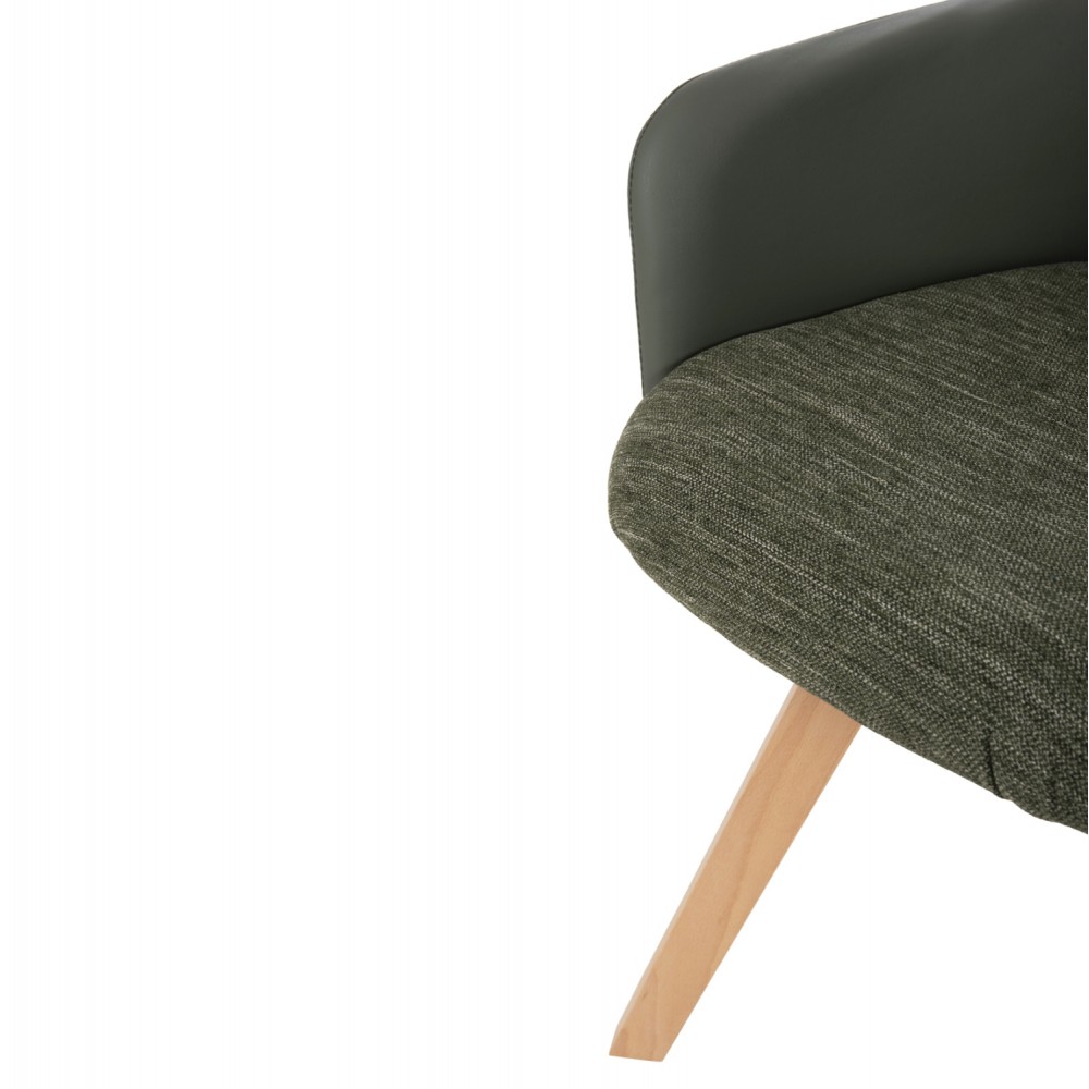 Πολυθρόνα "DEW" από ξύλο/ύφασμα σε χρώμα φυσικό/πράσινο 56,5x62x81,5