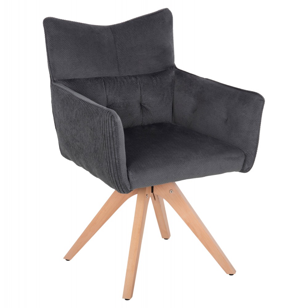 Πολυθρόνα "QUILL" από ξύλο/ύφασμα σε χρώμα φυσικό/γκρι 61x57,5x91