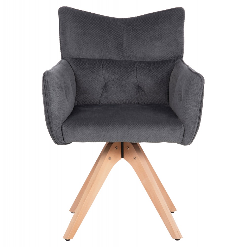 Πολυθρόνα "QUILL" από ξύλο/ύφασμα σε χρώμα φυσικό/γκρι 61x57,5x91