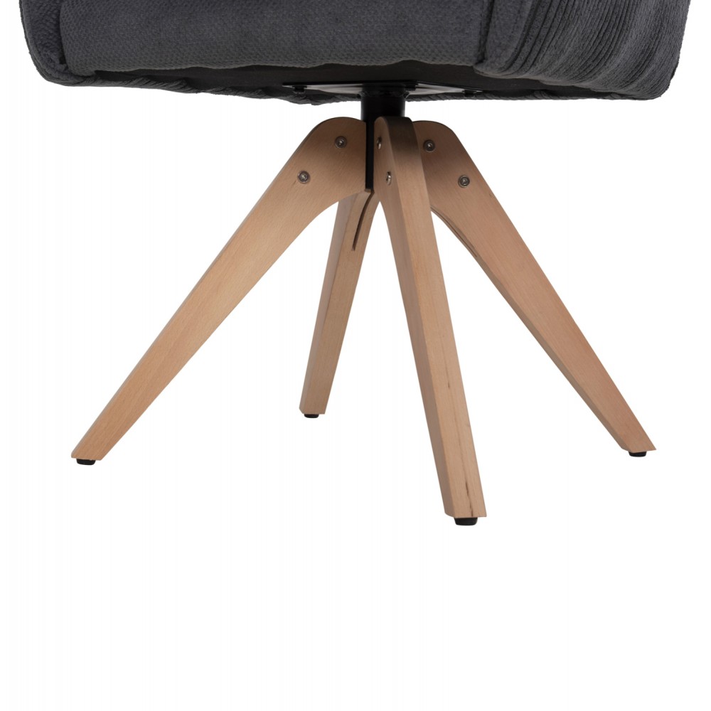 Πολυθρόνα "QUILL" από ξύλο/ύφασμα σε χρώμα φυσικό/γκρι 61x57,5x91