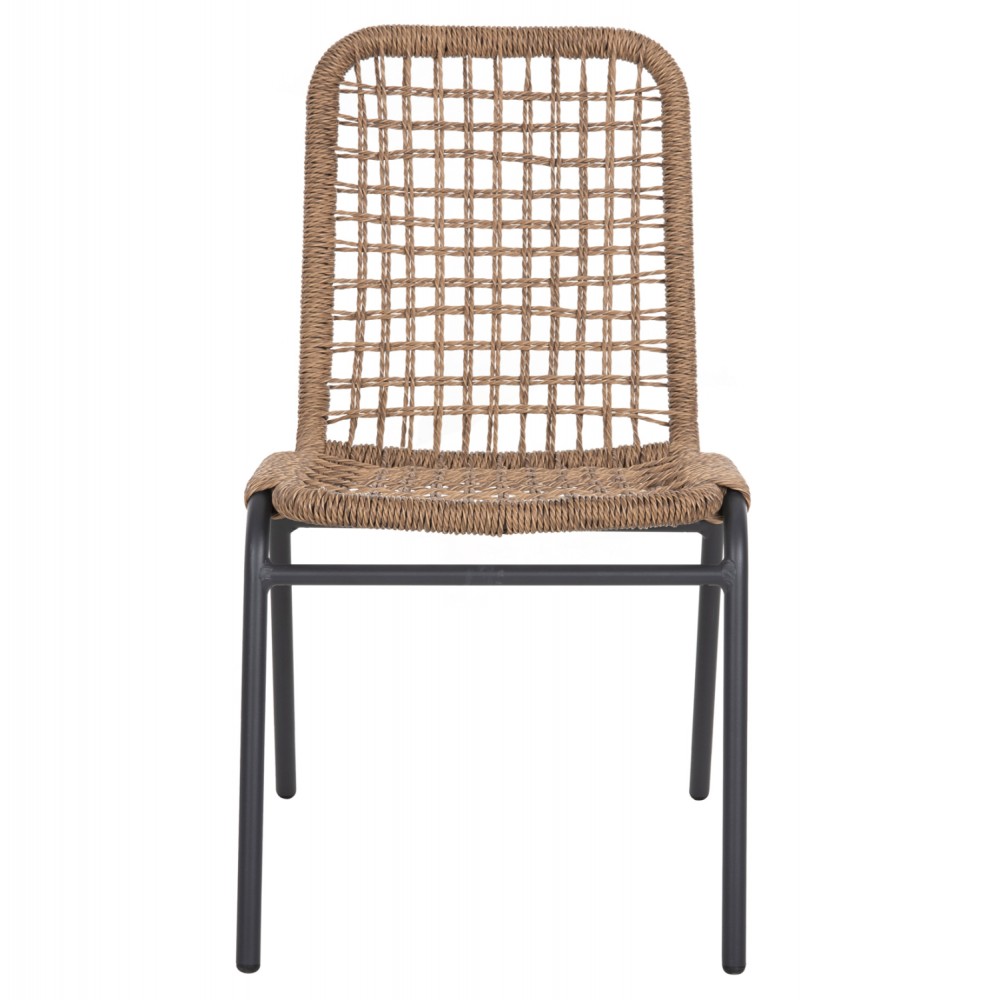 Καρέκλα "SPANO" από αλουμίνιο/rattan σε ανθρακί/μπεζ χρώμα 46x59x80