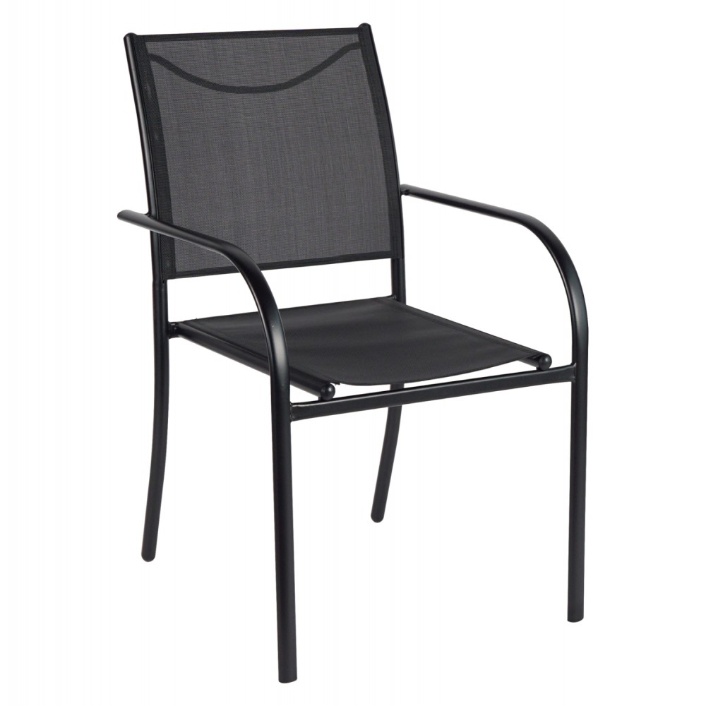 Πολυθρόνα "REDAN" από μέταλλο/textilene σε μαύρο χρώμα 55x57x90