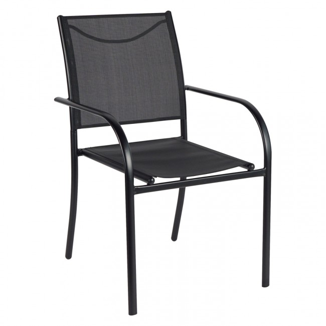 Πολυθρόνα "REDAN" από μέταλλο/textilene σε μαύρο χρώμα 55x57x90