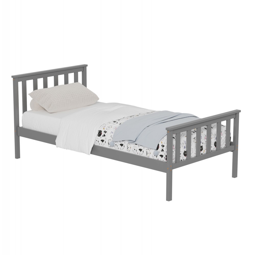 Κρεβάτι ''GIMLY'' μονό από ξύλο σε χρώμα γκρι για στρώμα 190x90