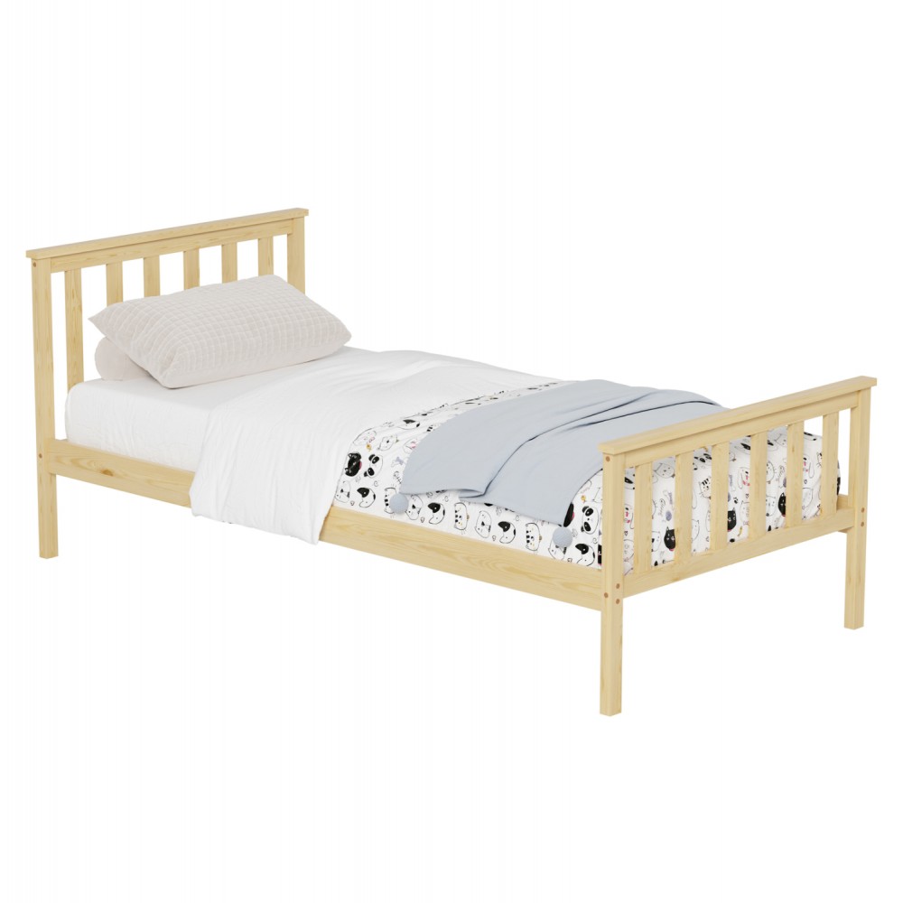 Κρεβάτι ''GIMLY'' μονό από ξύλο σε χρώμα φυσικό για στρώμα 190x90