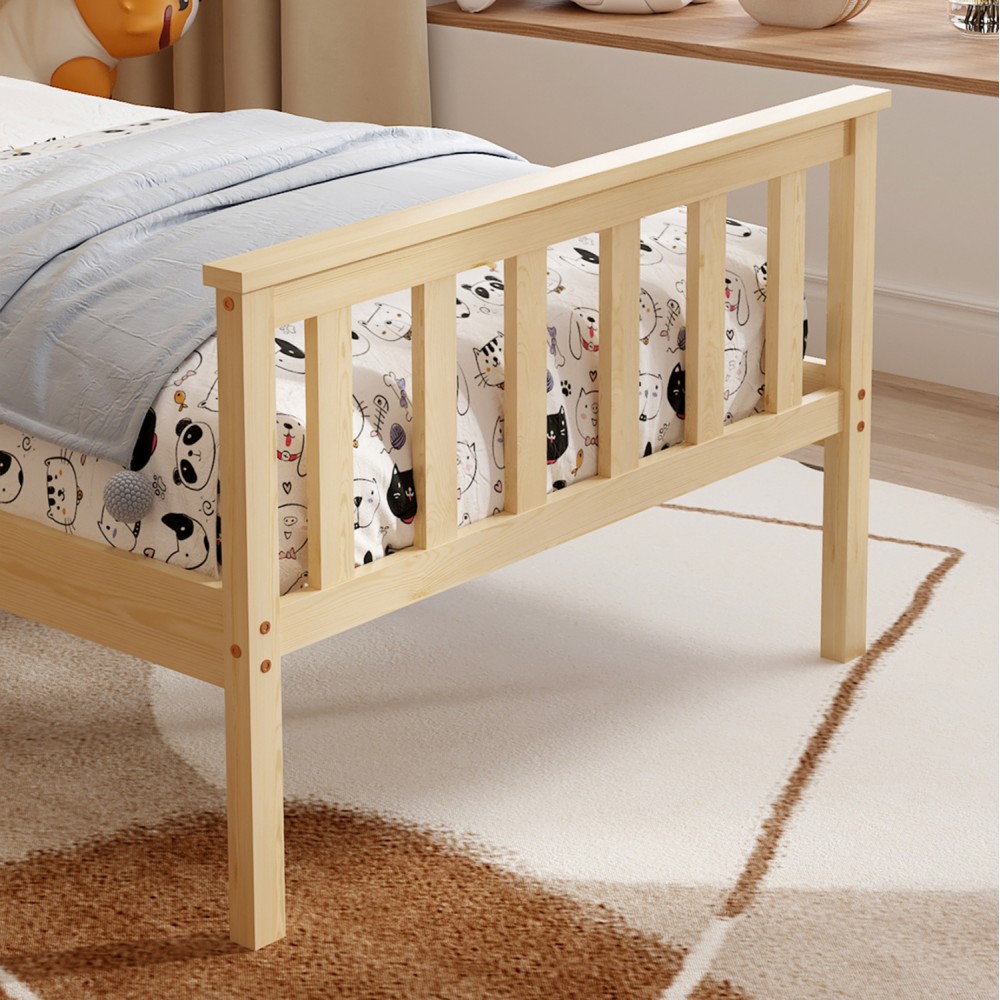 Κρεβάτι ''GIMLY'' μονό από ξύλο σε χρώμα φυσικό για στρώμα 190x90