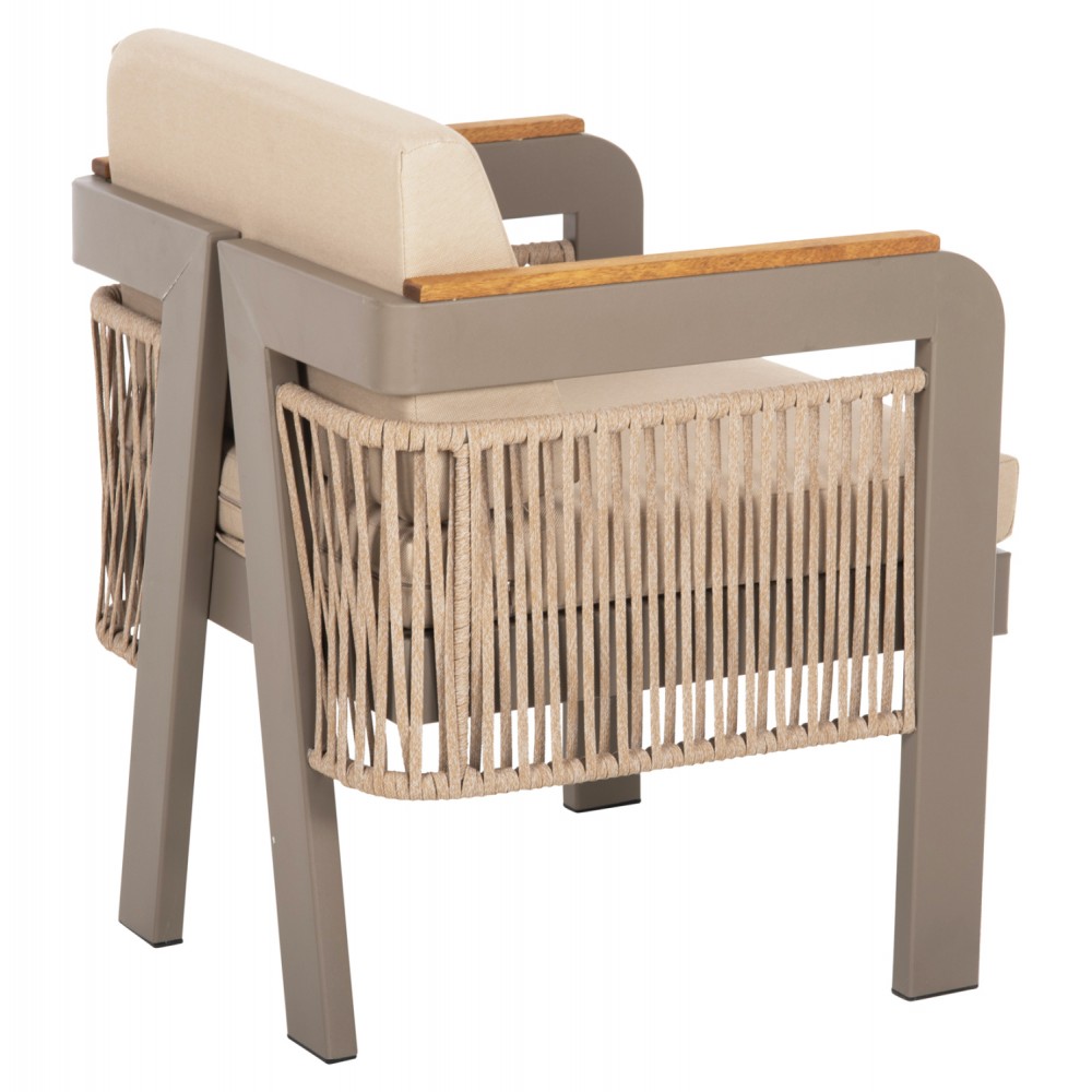 Σετ εξωτερικού χώρου "BART" 7τμχ από ξύλο/αλουμίνιο σε φυσικό/γκρι χρώμα 196,5x98x74,5