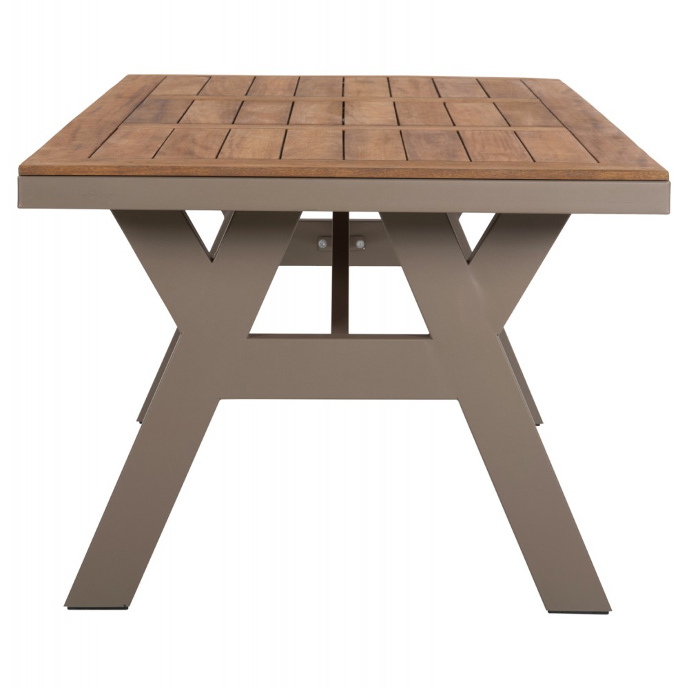 Σετ εξωτερικού χώρου "BART" 7τμχ από ξύλο/αλουμίνιο σε φυσικό/γκρι χρώμα 196,5x98x74,5