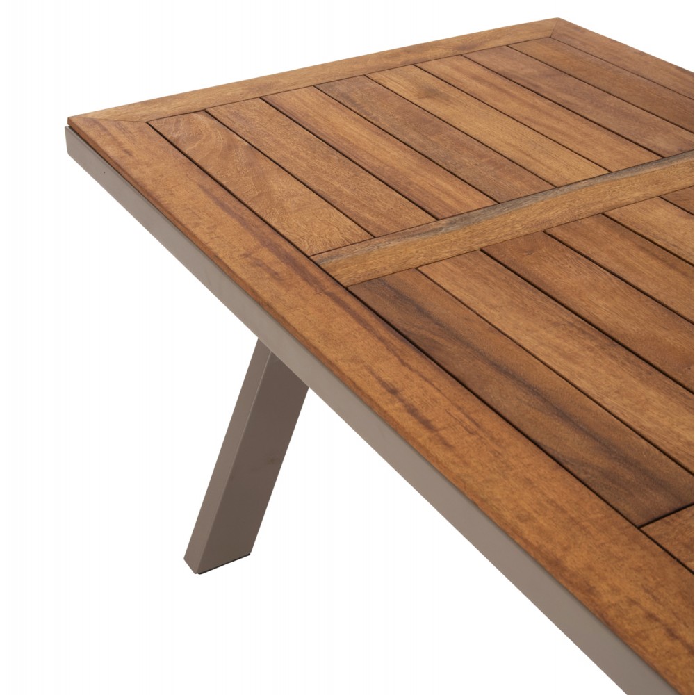 Σετ εξωτερικού χώρου "BART" 7τμχ από ξύλο/αλουμίνιο σε φυσικό/γκρι χρώμα 196,5x98x74,5