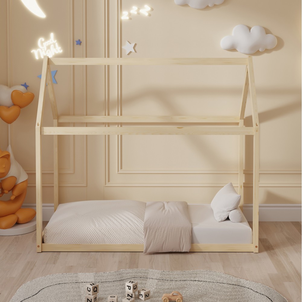 Κρεβάτι ''PEPE'' μονό από ξύλο σε χρώμα φυσικό για στρώμα 190x90