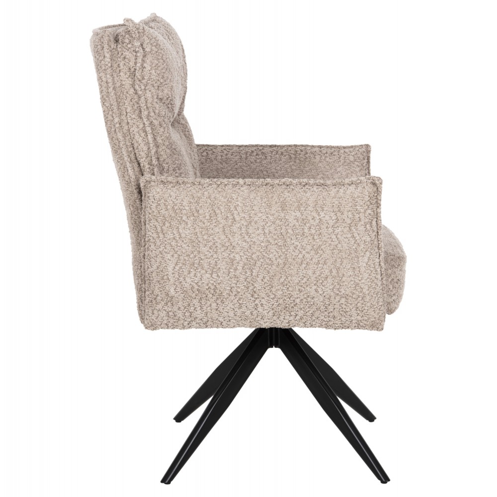 Πολυθρόνα "ZORIN" από μέταλλο/ύφασμα σε χρώμα μαύρο/μπεζ 64x66x94,5