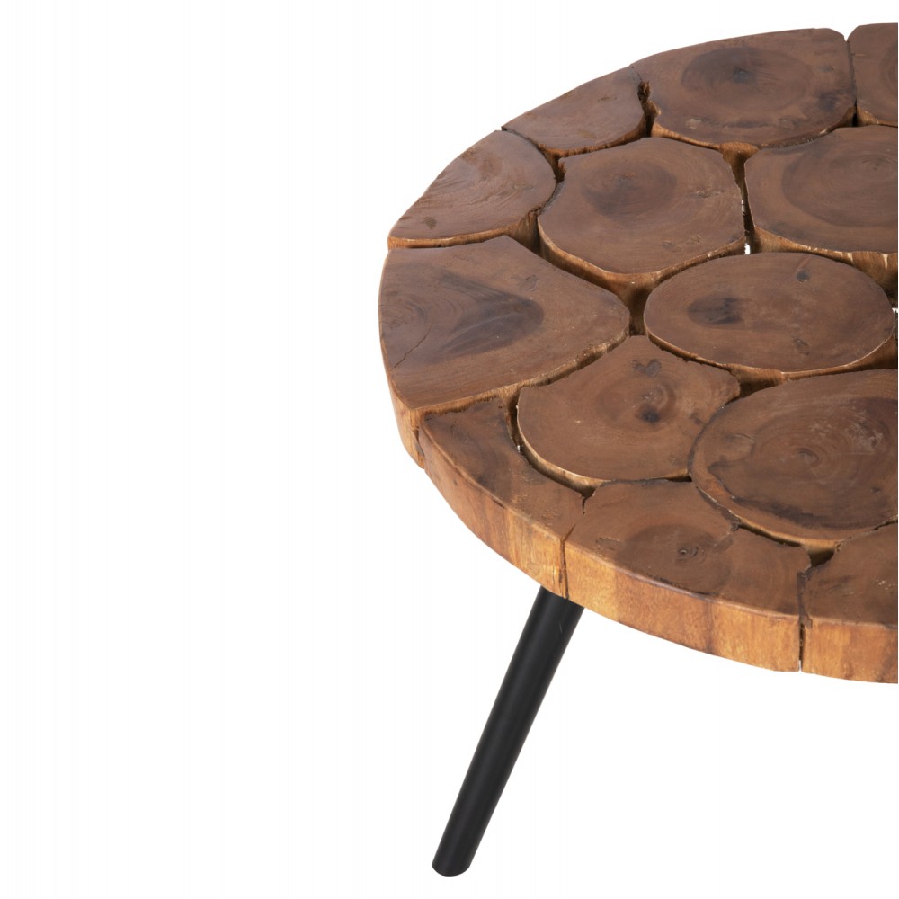 Τραπέζι σαλονιού "RIBBEN" από ξύλο/μέταλλο σε χρώμα/μαύρο Φ80x45