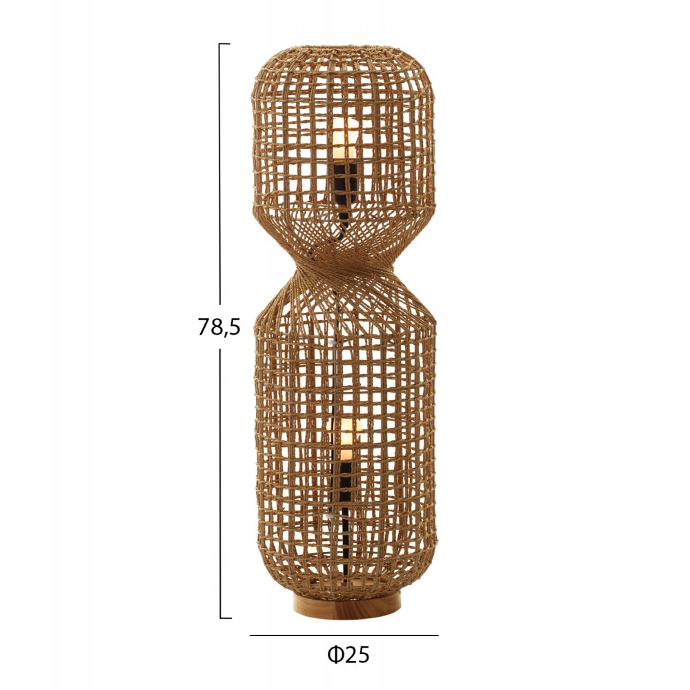 Φωτιστικό δαπέδου από μέταλλο/paper rope σε χρώμα καφέ Φ25x78,5