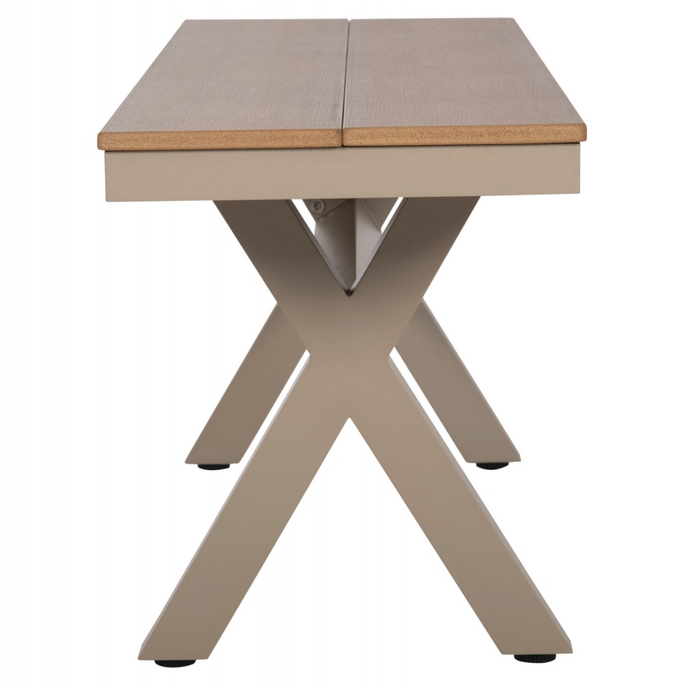 Παγκάκι "TAWNEE" από αλουμίνιο/polywood σε σαμπανί/φυσικό χρώμα 150x36x45